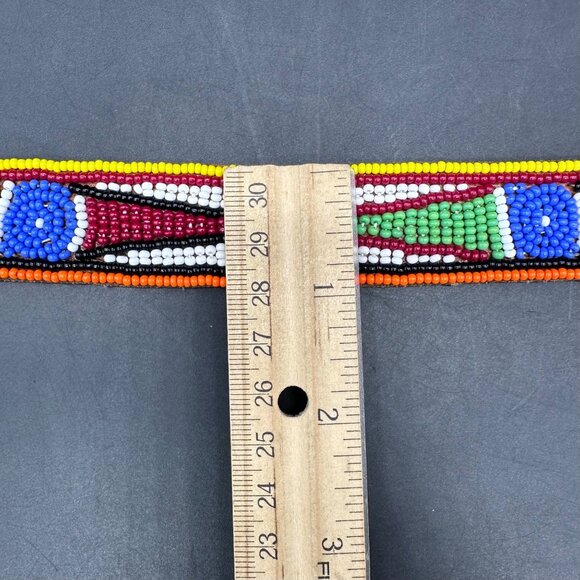 Handmade Beaded Belt Southwestern Multicolor Seed Beads Adjustable Boho Western - Picture 6 of 7